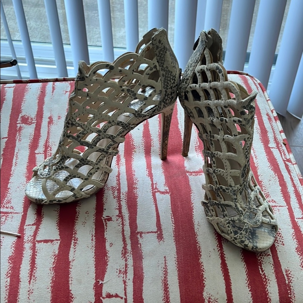 Vince Camuto Snakeskin Zip-Up All leather high heel
